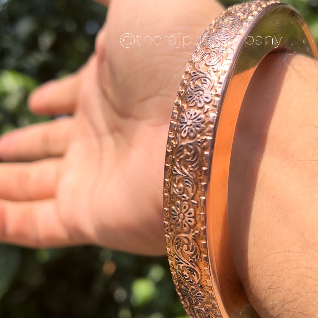 Copper Handengraved Kada 12mm