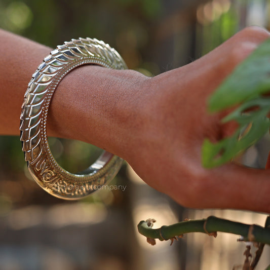 Silver Handmade Kada With Spikes