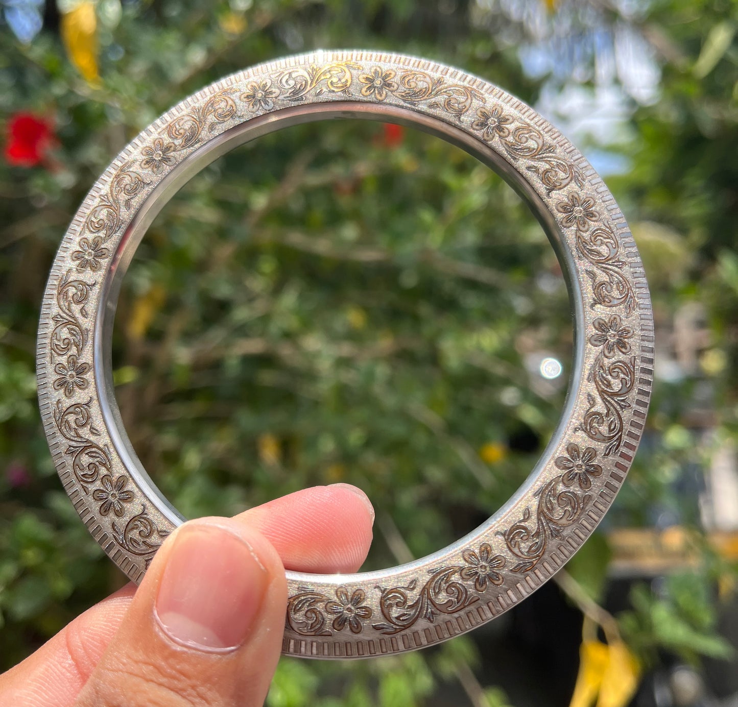 Steel Floral Chakri Kada