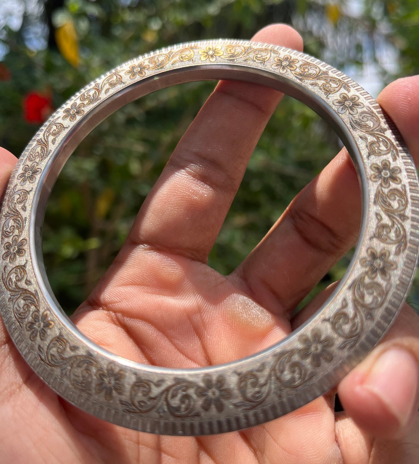 Steel Floral Chakri Kada