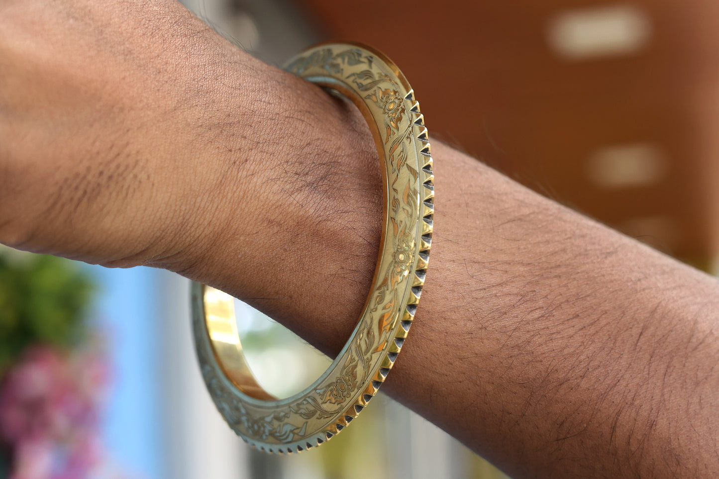 Brass Half Spiked Lotus Kada