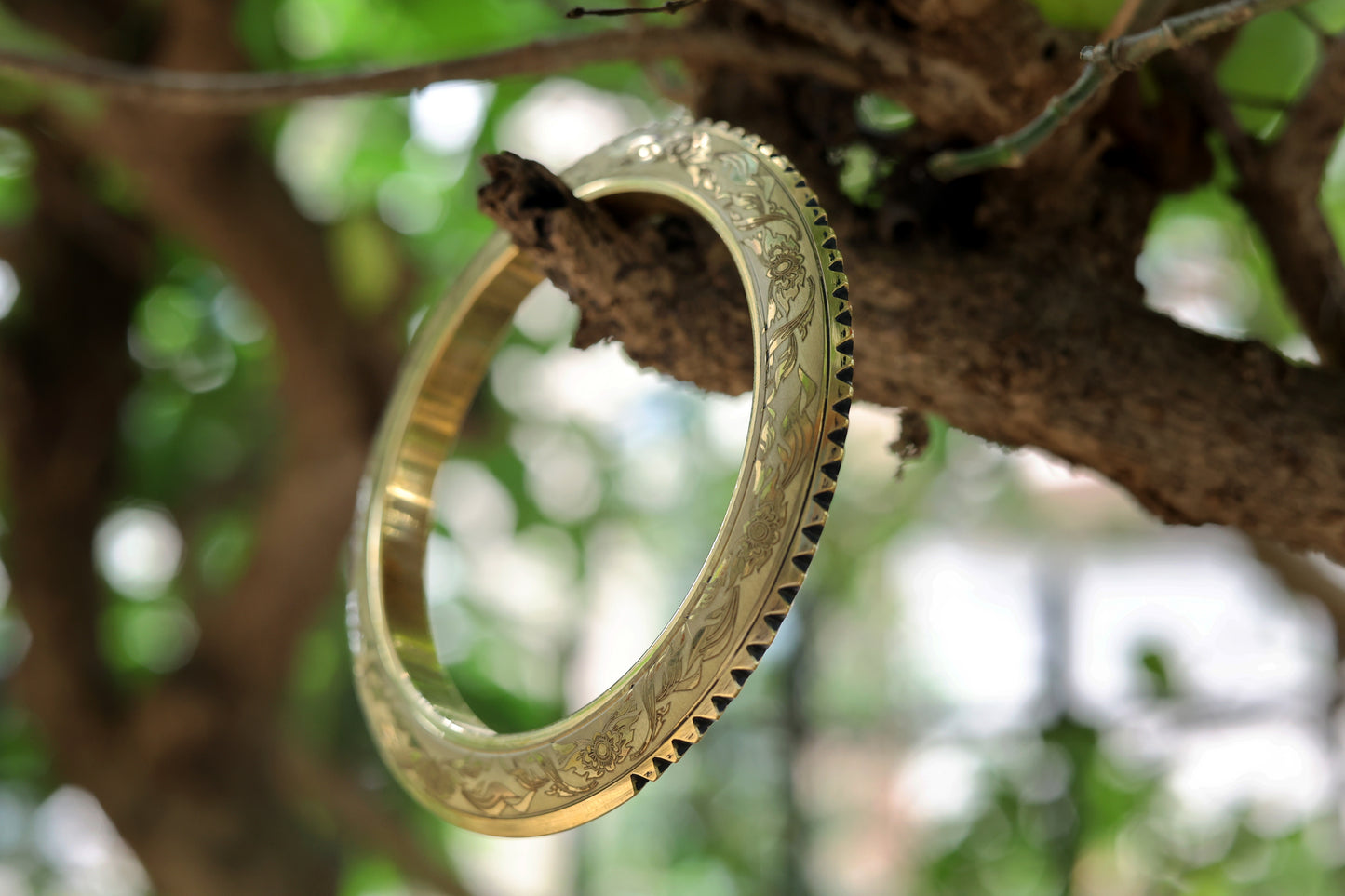 Brass Half Spiked Lotus Kada